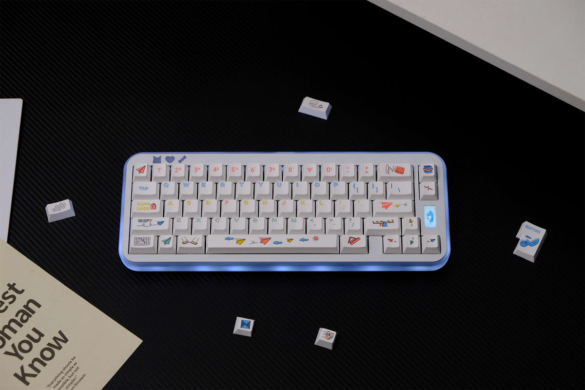 Paper Tutorial Keycaps Paper Plane keycaps 151 Keys PBT Material Cherry Profile DYE-SUB ...