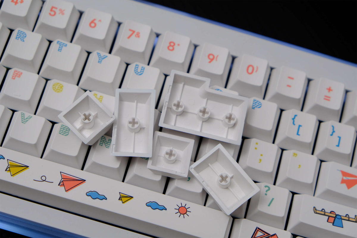 Paper Tutorial Keycaps Paper Plane keycaps 151 Keys PBT Material Cherry Profile DYE-SUB ...