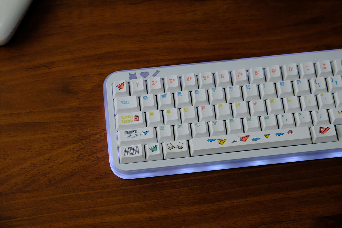 Paper Tutorial Keycaps Paper Plane keycaps 151 Keys PBT Material Cherry Profile DYE-SUB ...