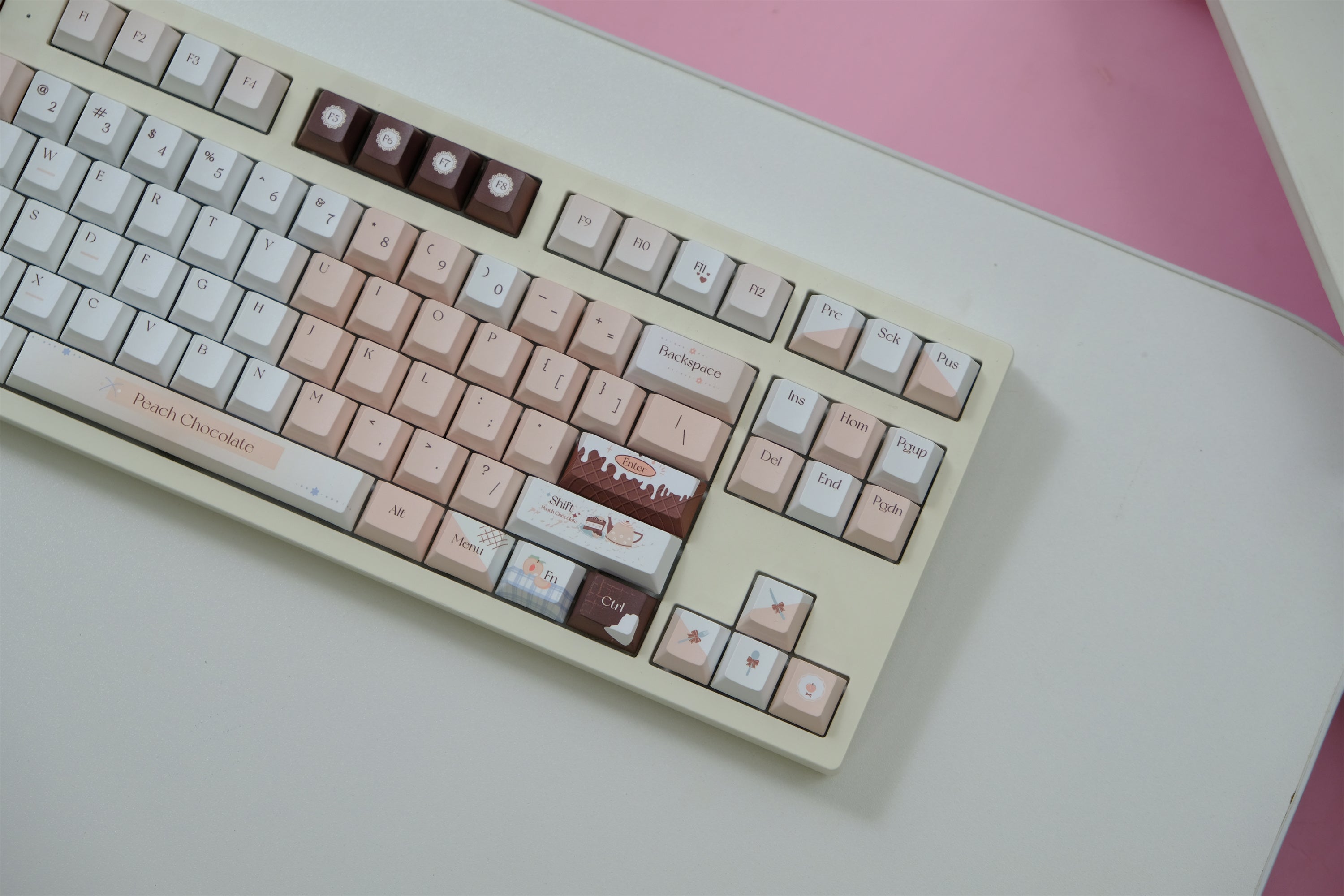 Crispy Peach Chocolate Keycaps