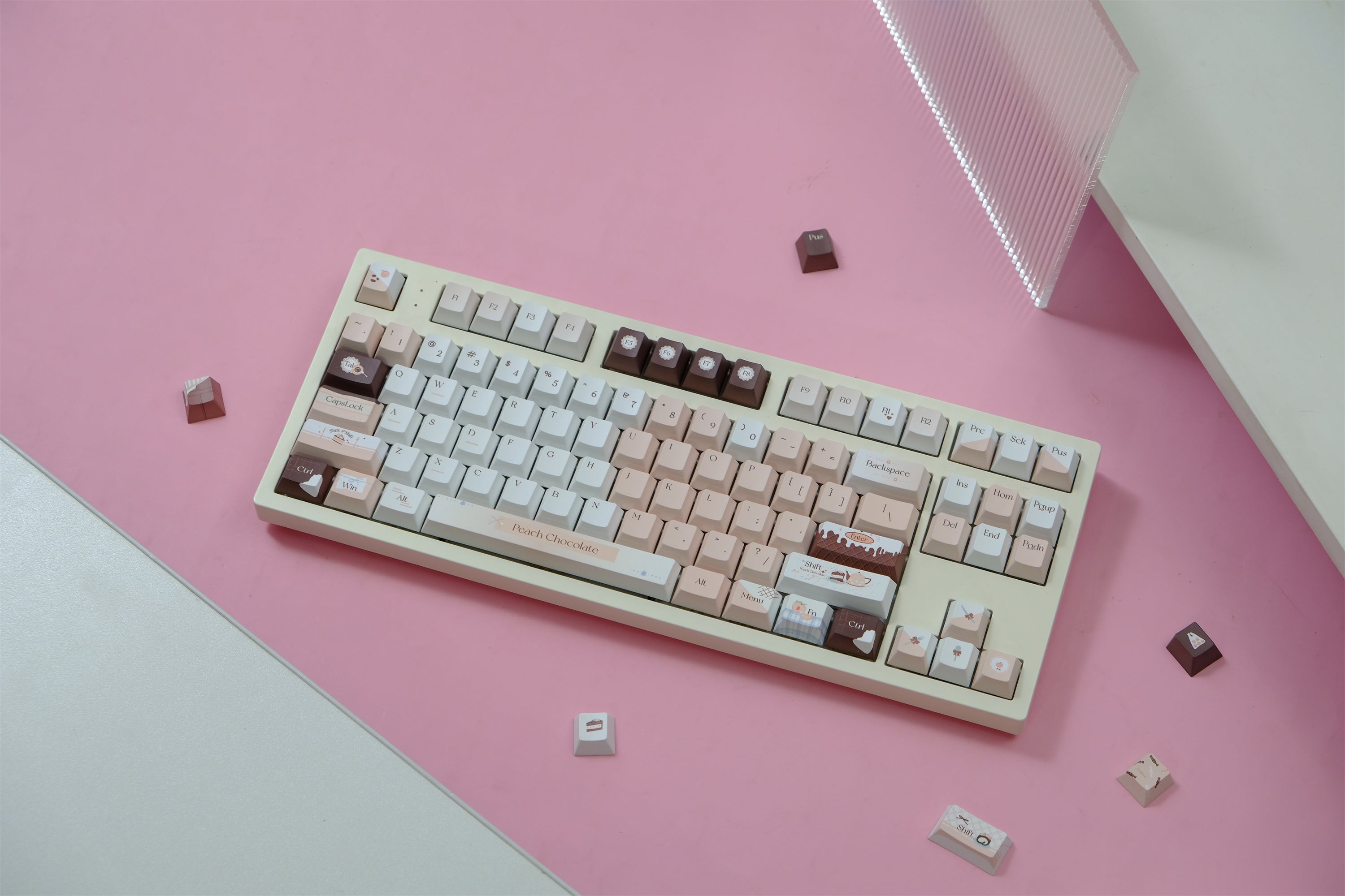 Crispy Peach Chocolate Keycaps