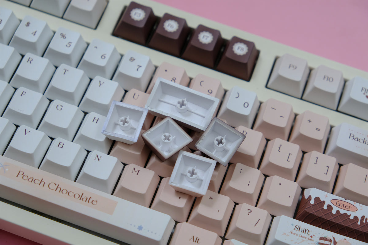 Choco Keycaps Crispy Peach Chocolate Keycaps 151 Keys PBT Material Cherry Profile DYE ...