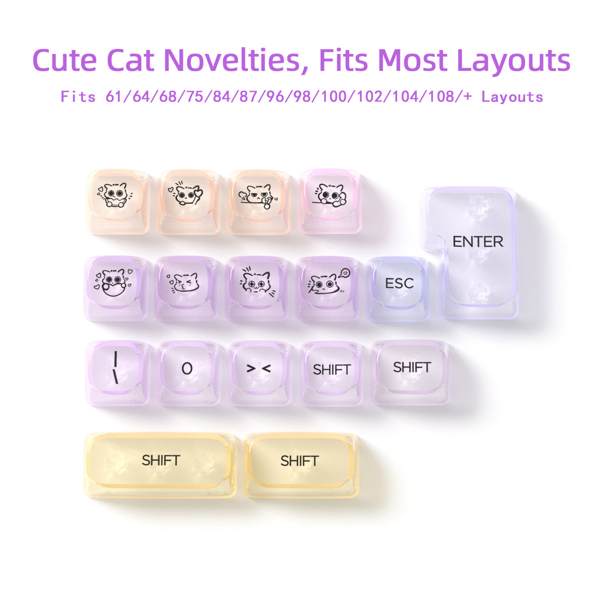 Transparent Gradient Keycaps 125 Keys PC Material MOA Profile UV Process Keycap Wooting For CHERRY MX Switch Mechanical Keyboard