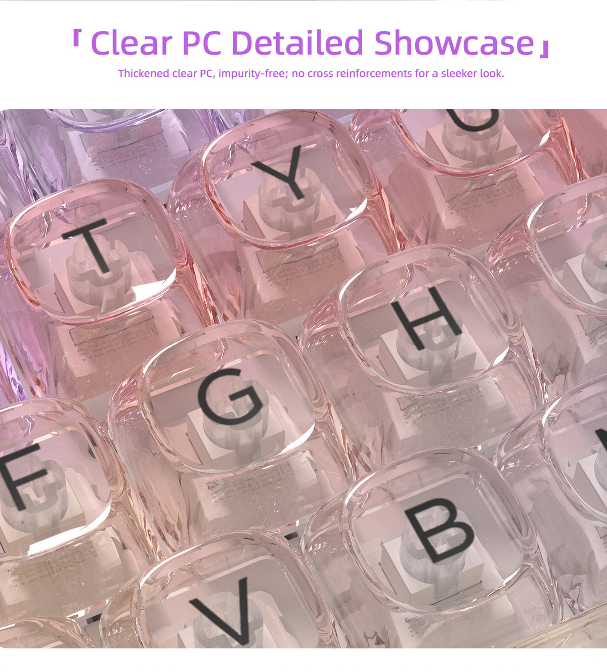 Transparent Gradient Keycaps 125 Keys PC Material MOA Profile UV Process Keycap Wooting For CHERRY MX Switch Mechanical Keyboard