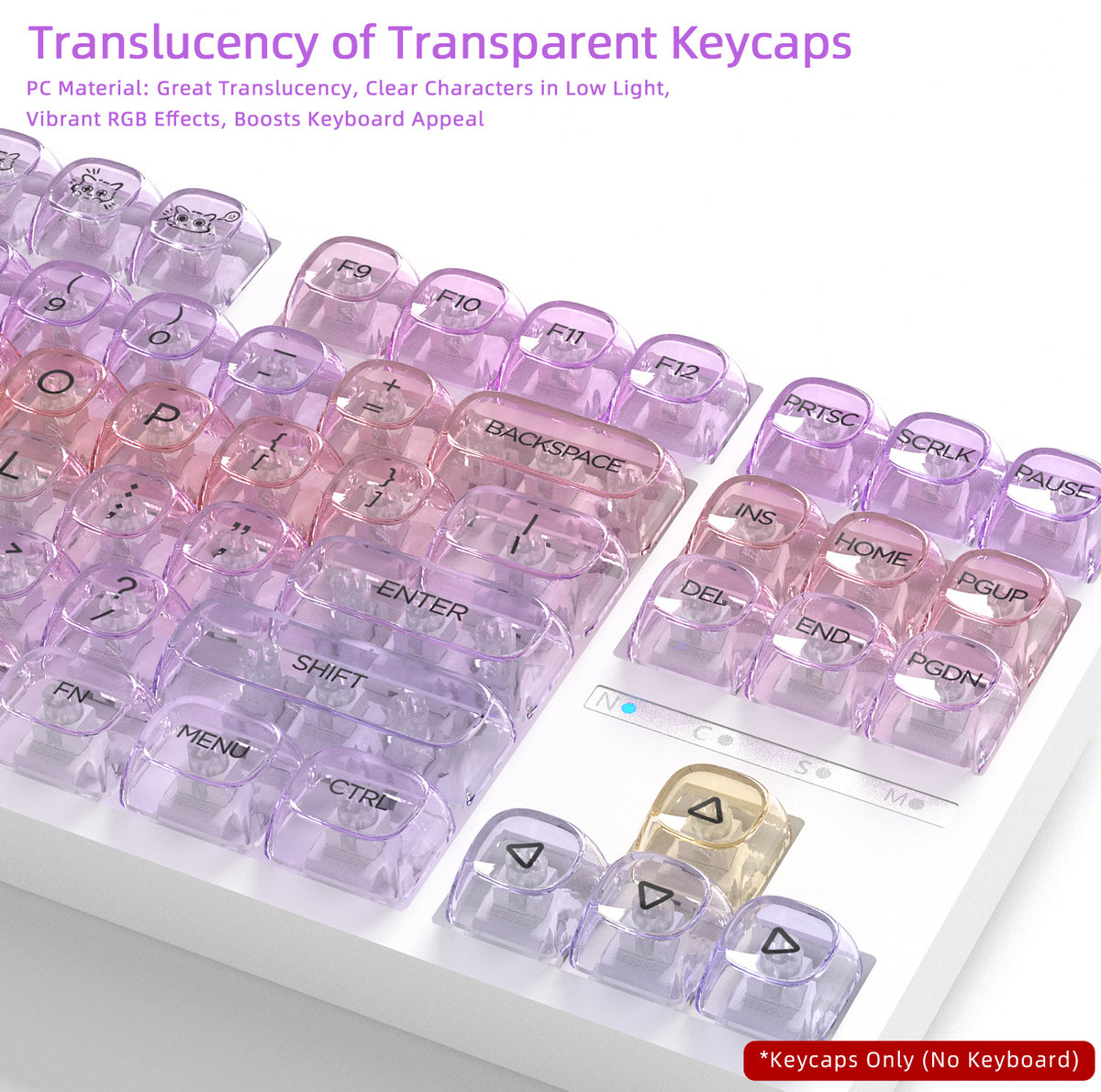 Transparent Gradient Keycaps 125 Keys PC Material MOA Profile UV Process Keycap Wooting For CHERRY MX Switch Mechanical Keyboard