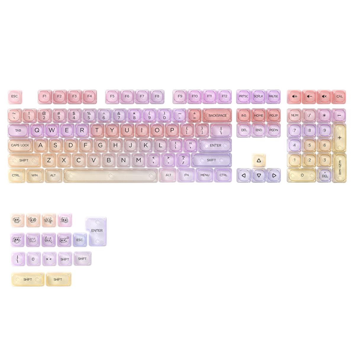 Transparent Gradient Keycaps 125 Keys PC Material MOA Profile UV Process Keycap Wooting For CHERRY MX Switch Mechanical Keyboard