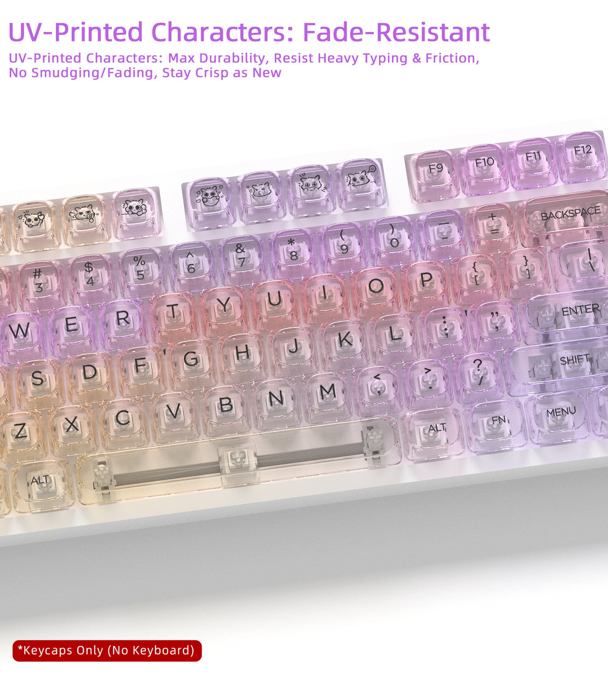 Transparent Gradient Keycaps 125 Keys PC Material MOA Profile UV Process Keycap Wooting For CHERRY MX Switch Mechanical Keyboard