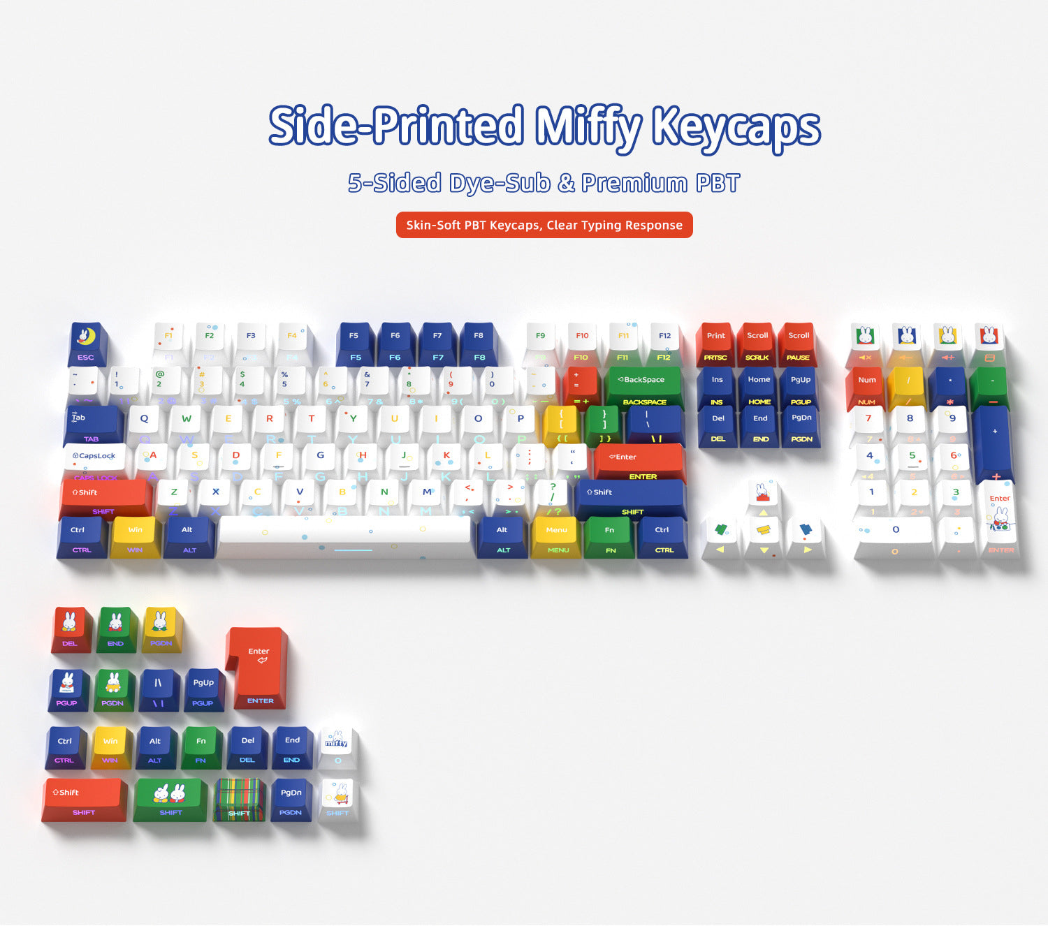 Printed Miffy Rabbit Side Backlight Keycaps