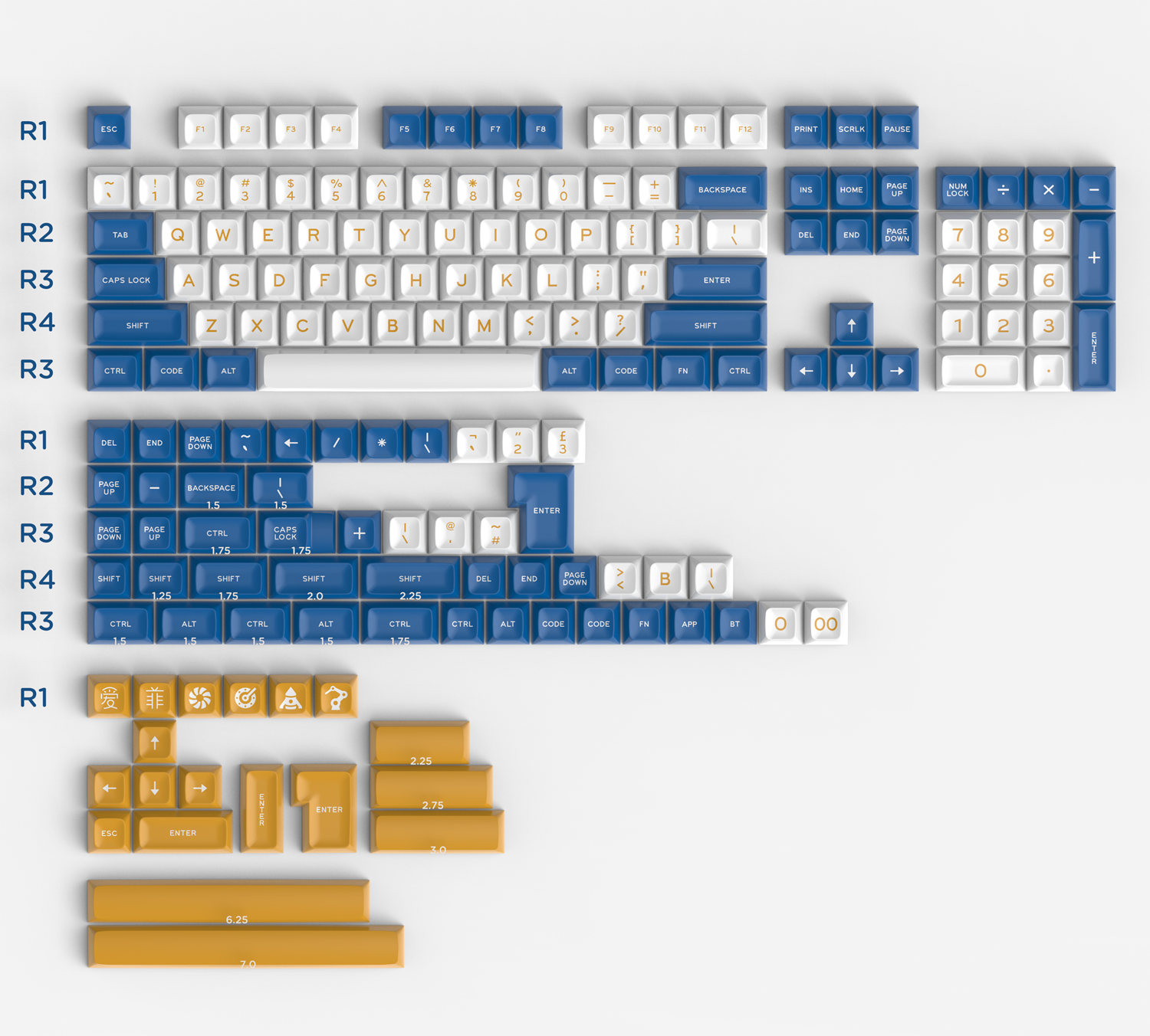 170 keys SA Profile ABS Double Shot Keycap