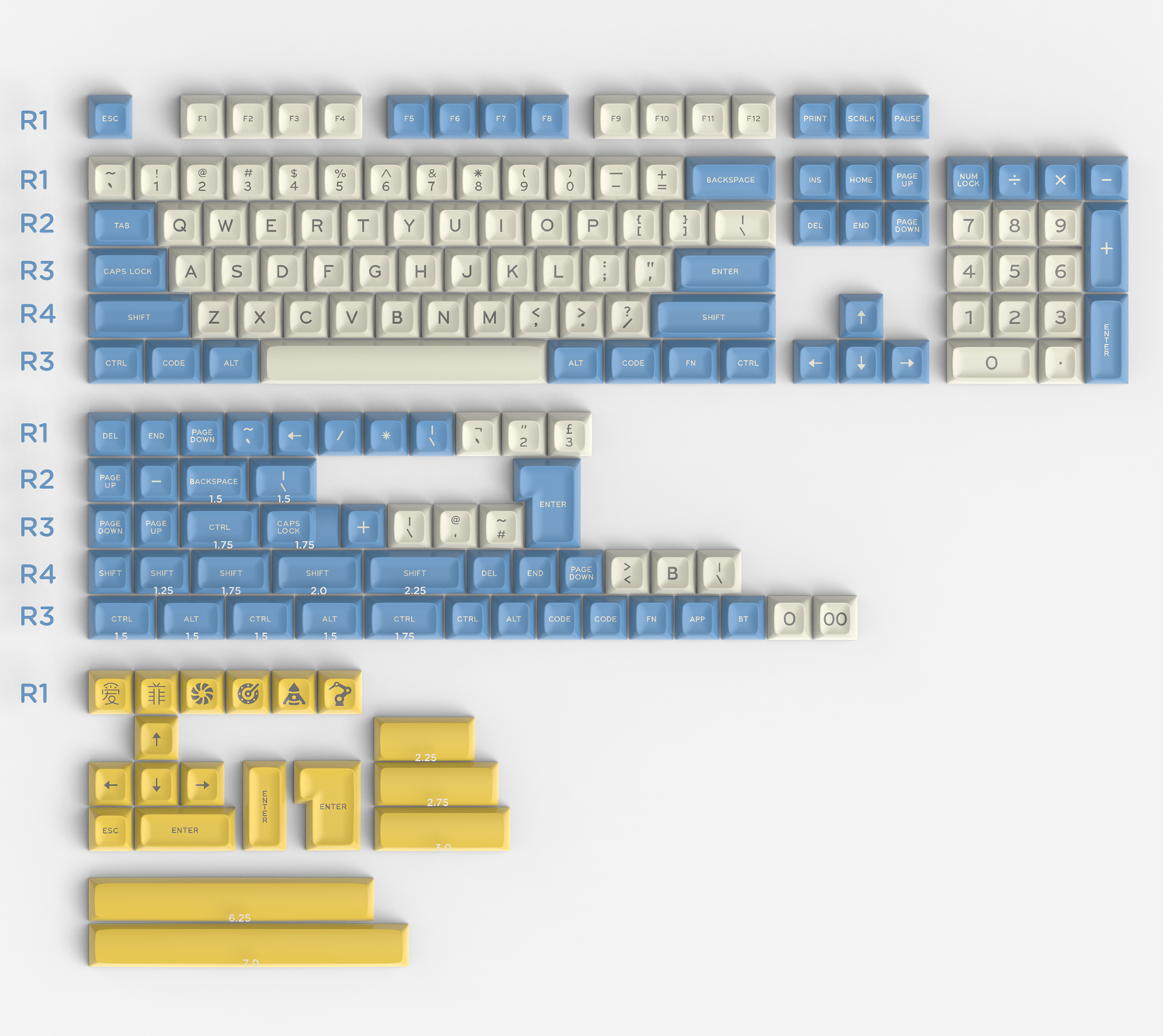 God bless 170 keys SA Profile ABS Double Shot Keycap