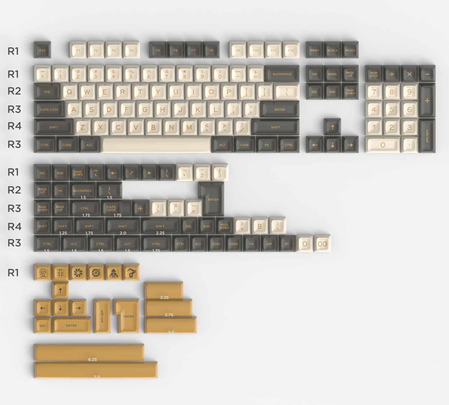 White Shimmer 170 keys SA Profile ABS Double Shot Keycap