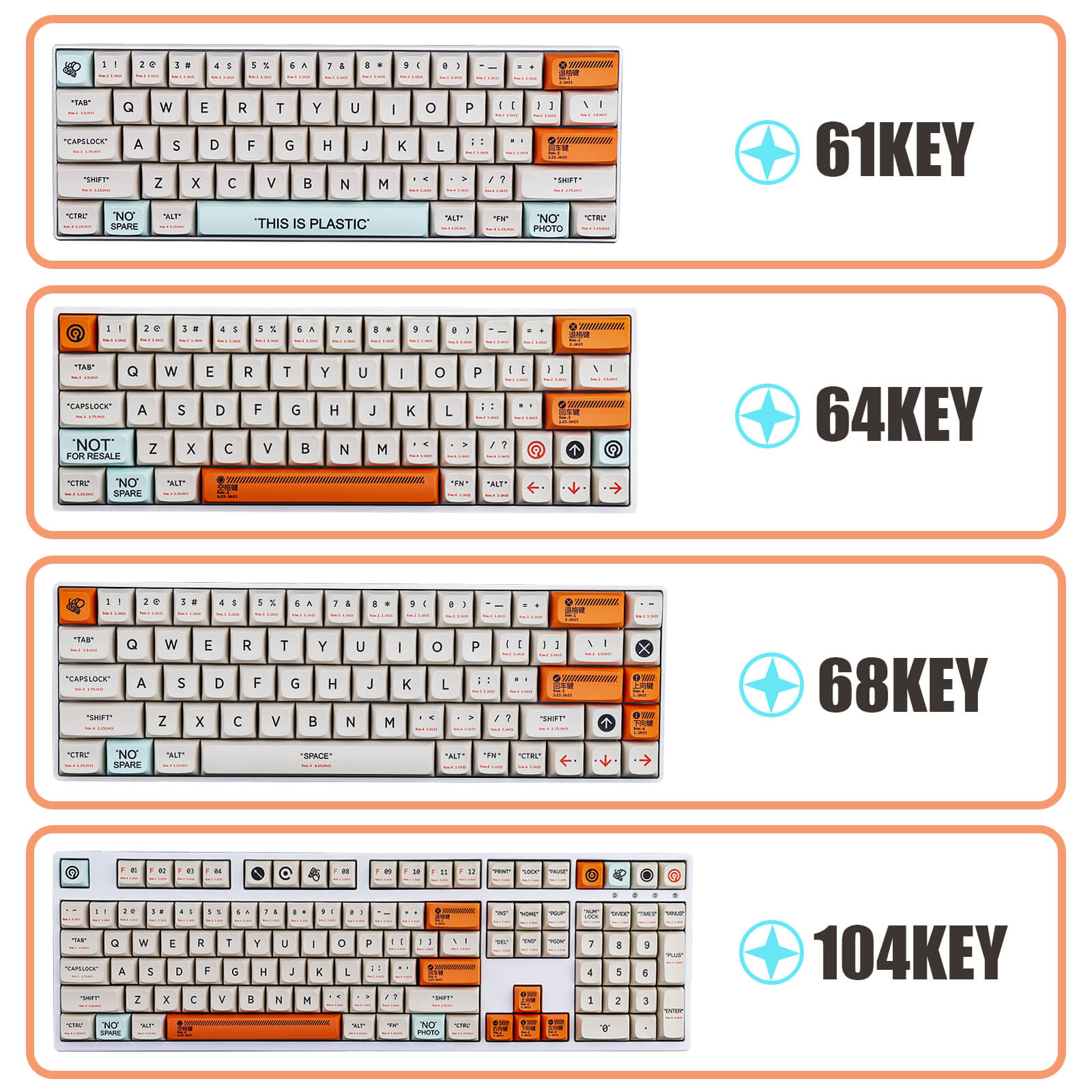 Plastic Keycaps Set