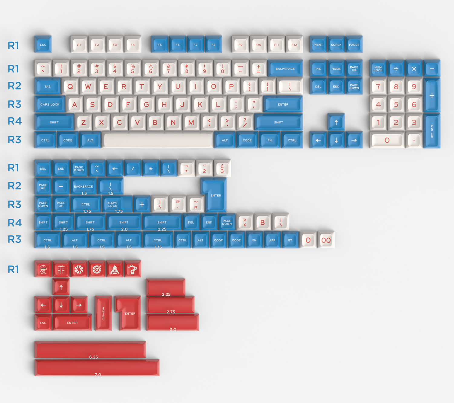 Goldfish 170 keys SA Profile ABS Double Shot Keycap