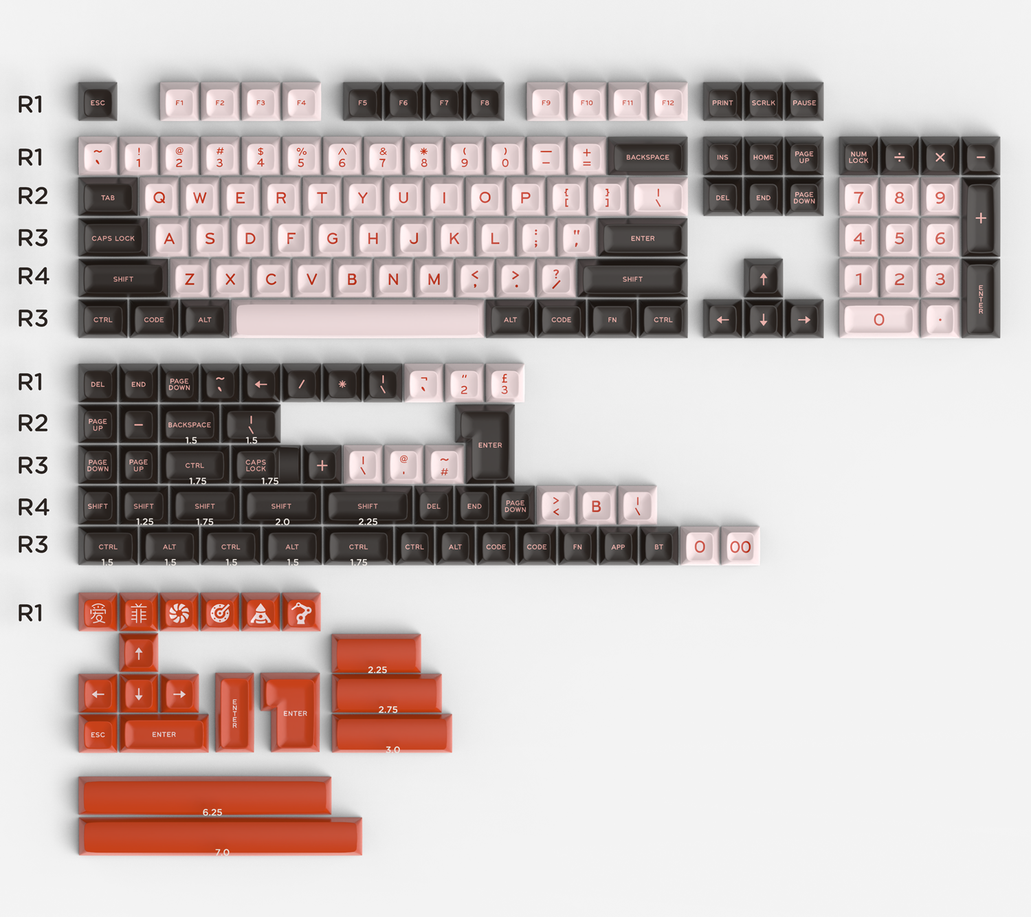 Flamingo 170 keys SA Profile ABS Double Shot Keycap