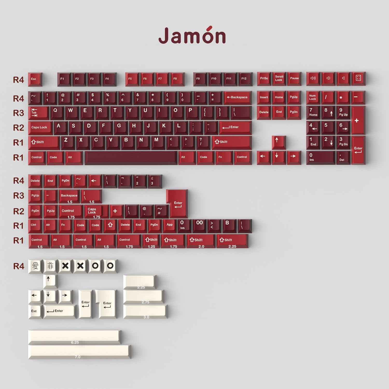 171 key ABS Double Shot Jamon/Royal Alpha Typewriter Keycaps