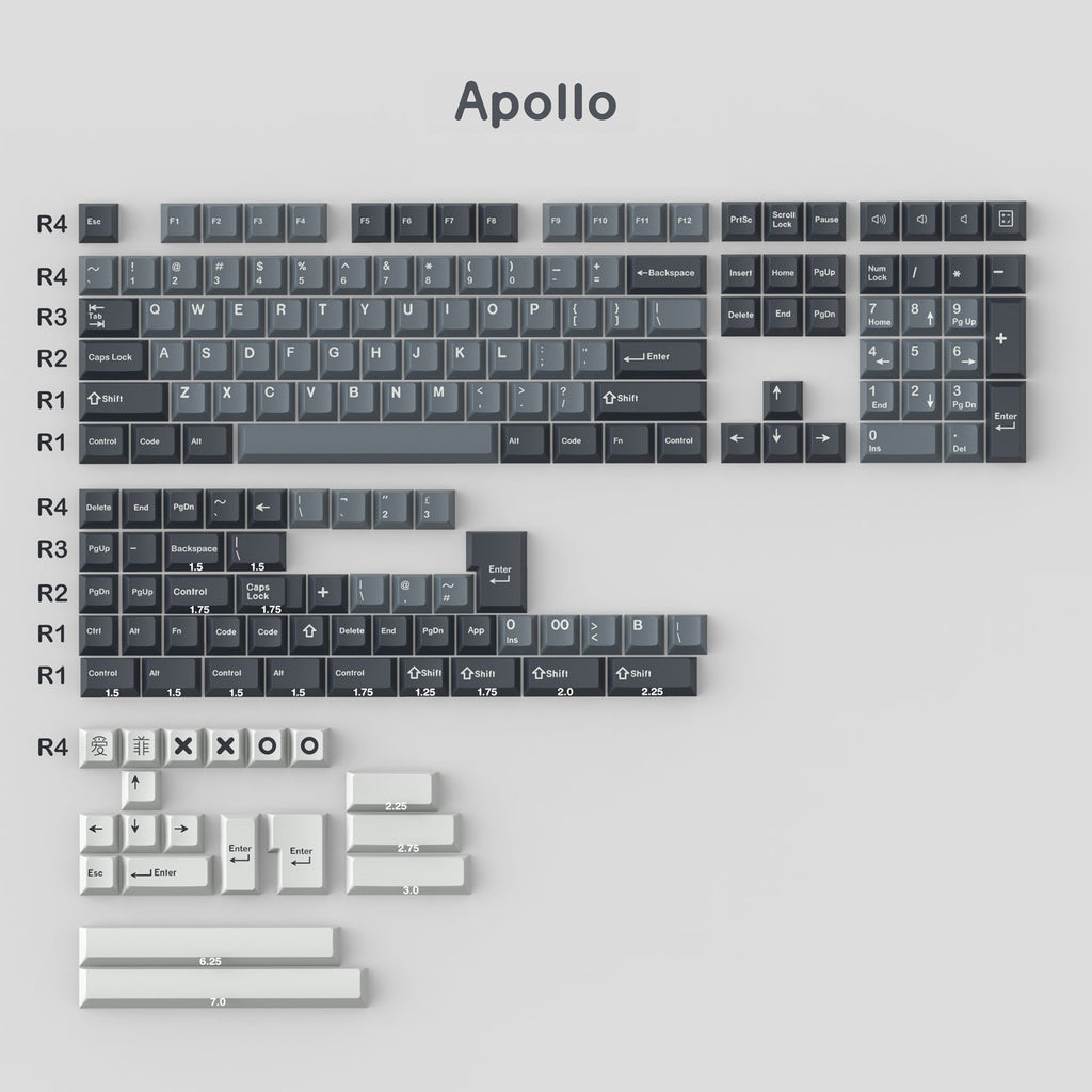 171 keys ABS Double Shot Apollo Keycaps