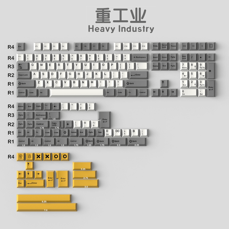 Double shot ABS Heavy industry Keycaps Set