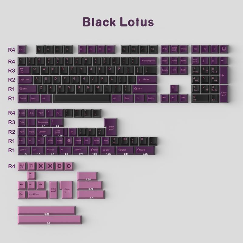 171 keys ABS Double Shot  Black Lotus Keycaps
