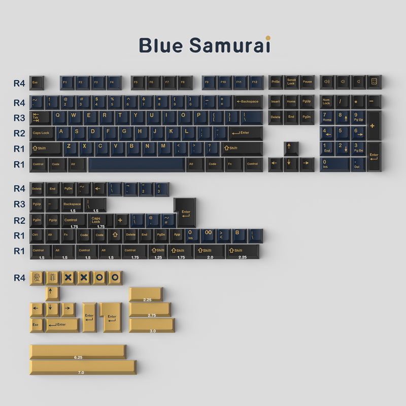 Keycaps Samurai Azul (Layout Español) - Fkey