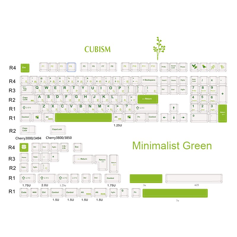 Spring Minimalist Green Keycaps